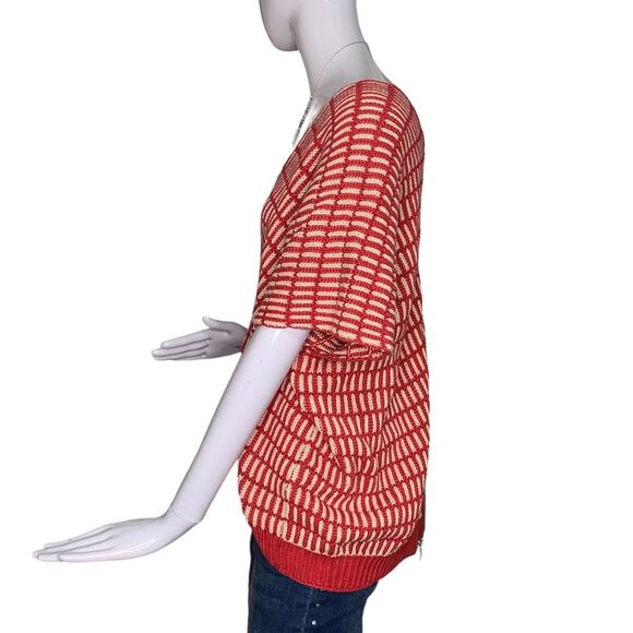 Free People Chunky Knit Poncho Sweater Short Sleeve Back Zipper Closure Size S - Picture 6 of 12